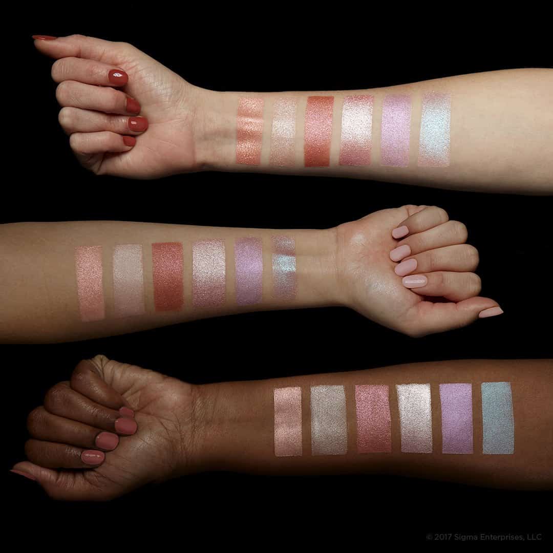 chroma glow shimmer + highlight palette swatches