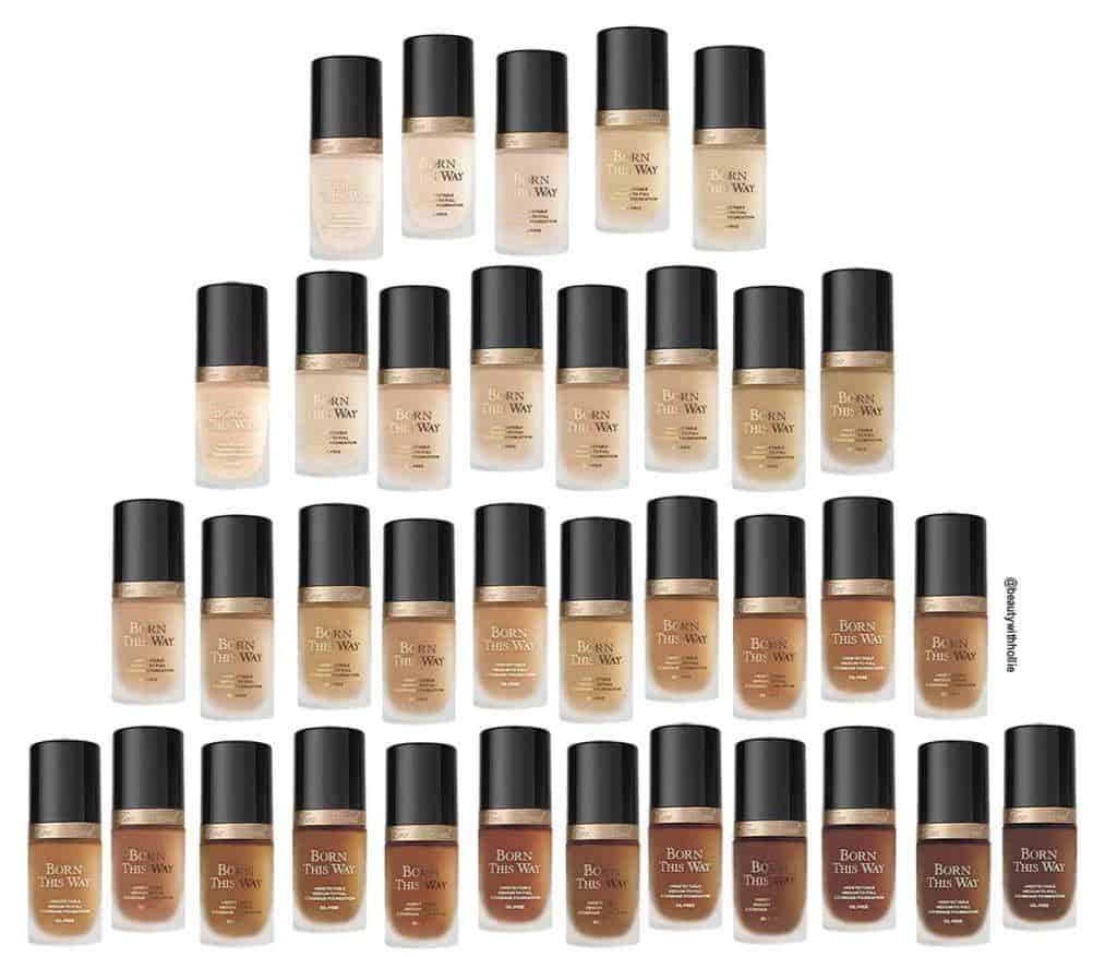 Too Faced born this way foundation colours