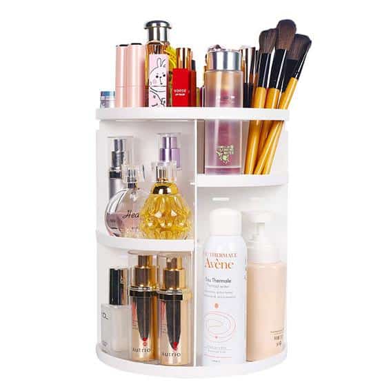 Rotating-Makeup-Caddy-for-small-spaces