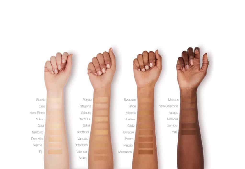 The NARS Soft Matte Complete Foundation swatches