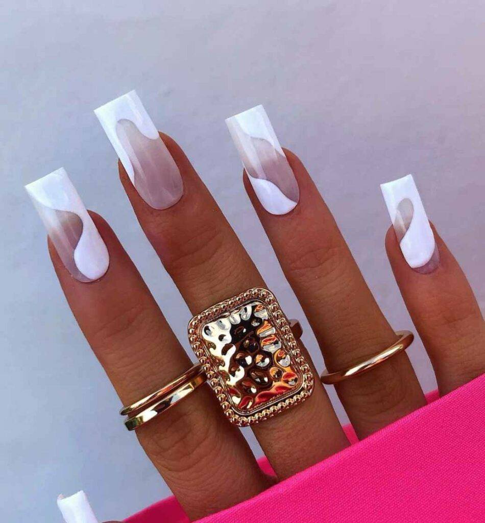 White Swirl nails