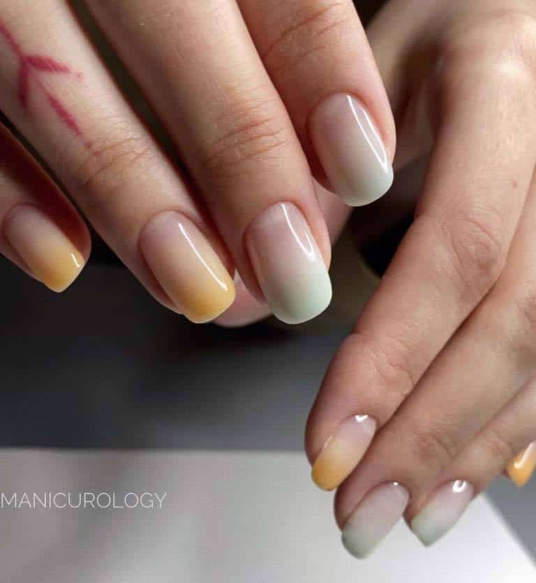 Glossy Transparent Pastel Ombre Nails