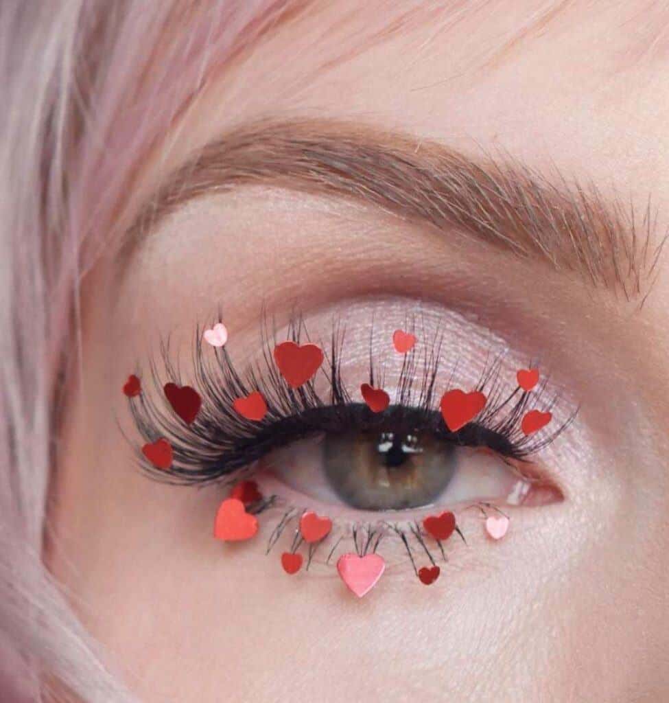 Glittery Lashed Valentine Makeup Look