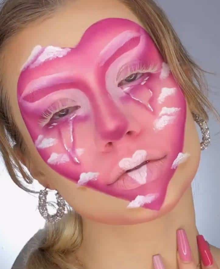 Pink Heart & Clouds Valentine Makeup Look