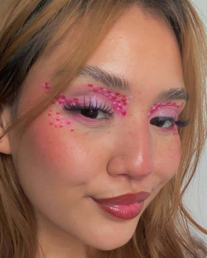 Scattered Hearts Valentine Makeup Look
