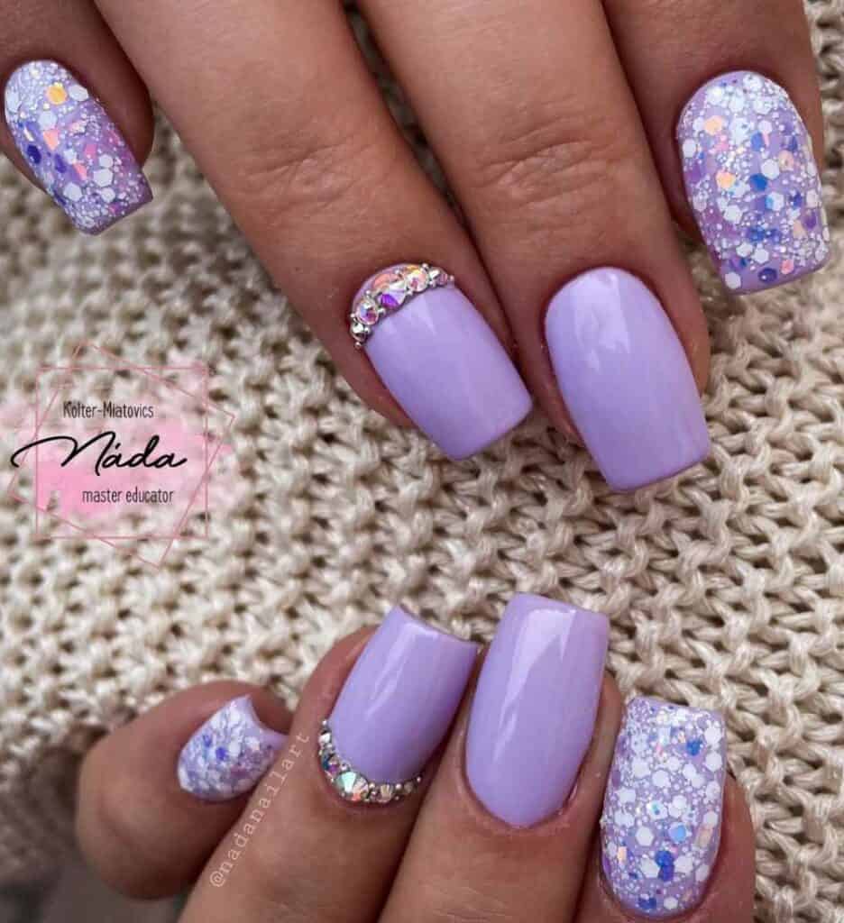 Glitter Lavender Nails