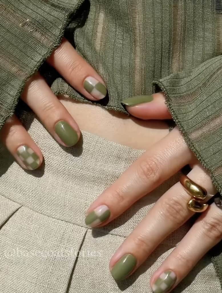 Olive Green Nail Art