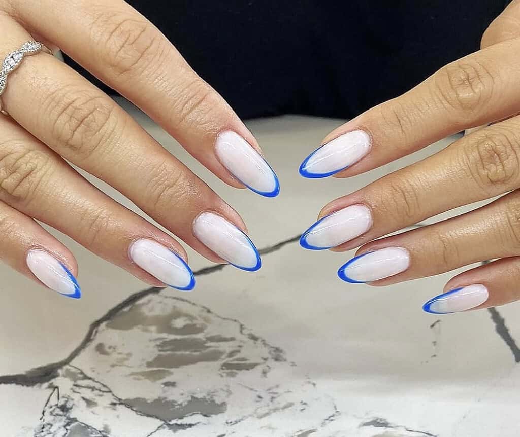 Milky French with Blue Tip