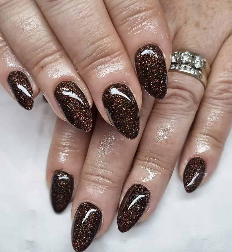 Brown Glitter Nails