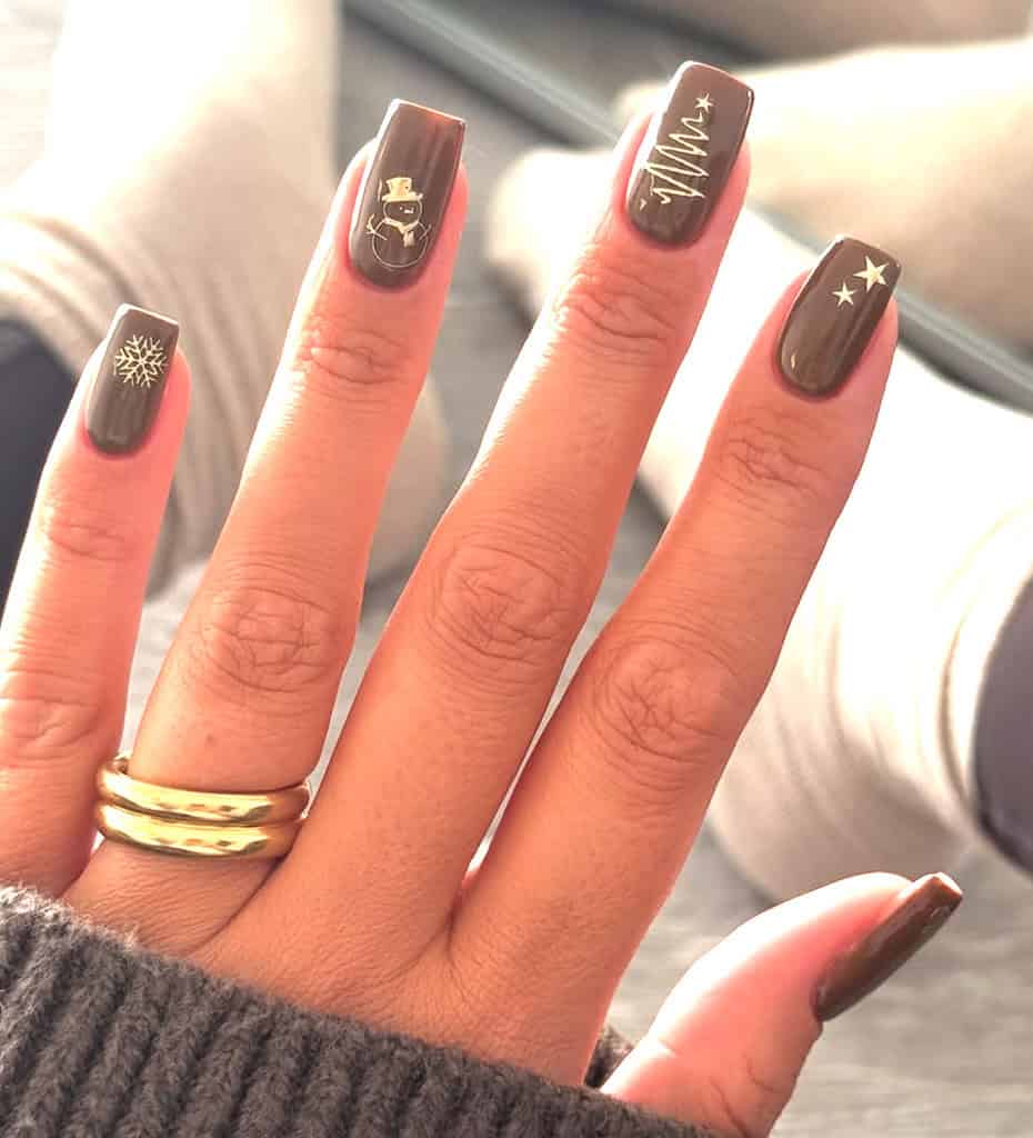 Christmas Brown Nails