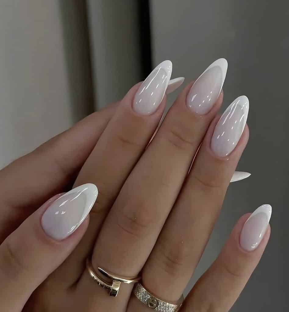 Milky White French Nails
