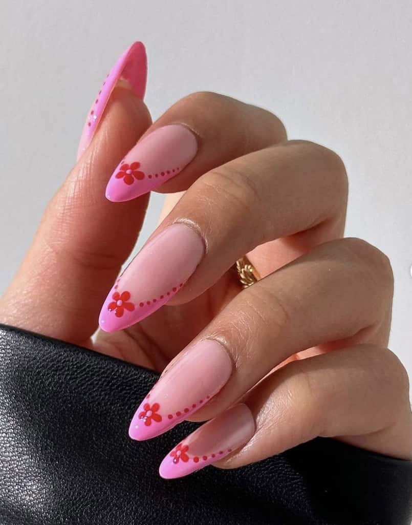 Almond Floral Nails