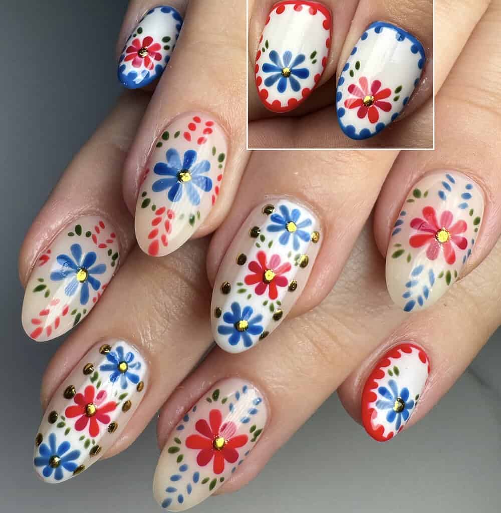 Floral American Nails