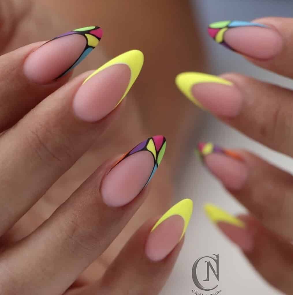 Geometric Neon Nails