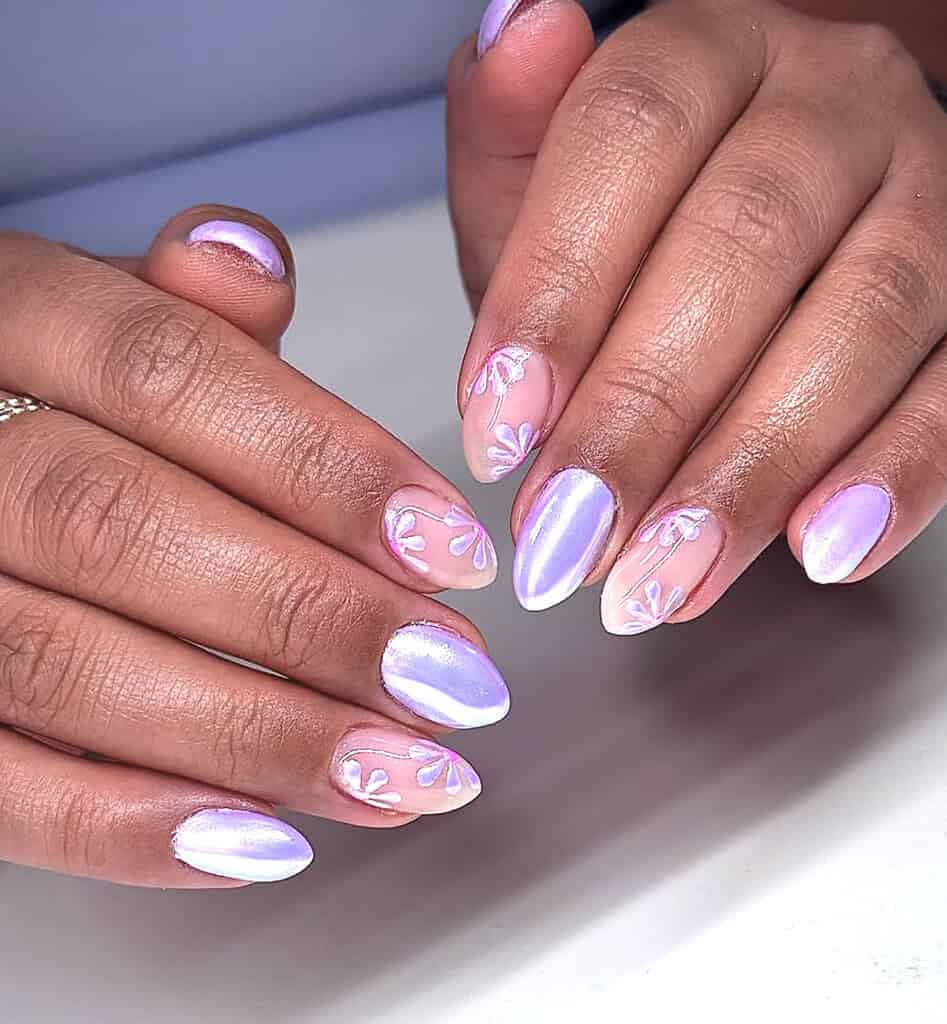 Lavender Chrome Nails