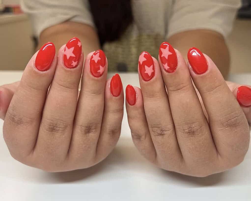 Red Nails with Stars