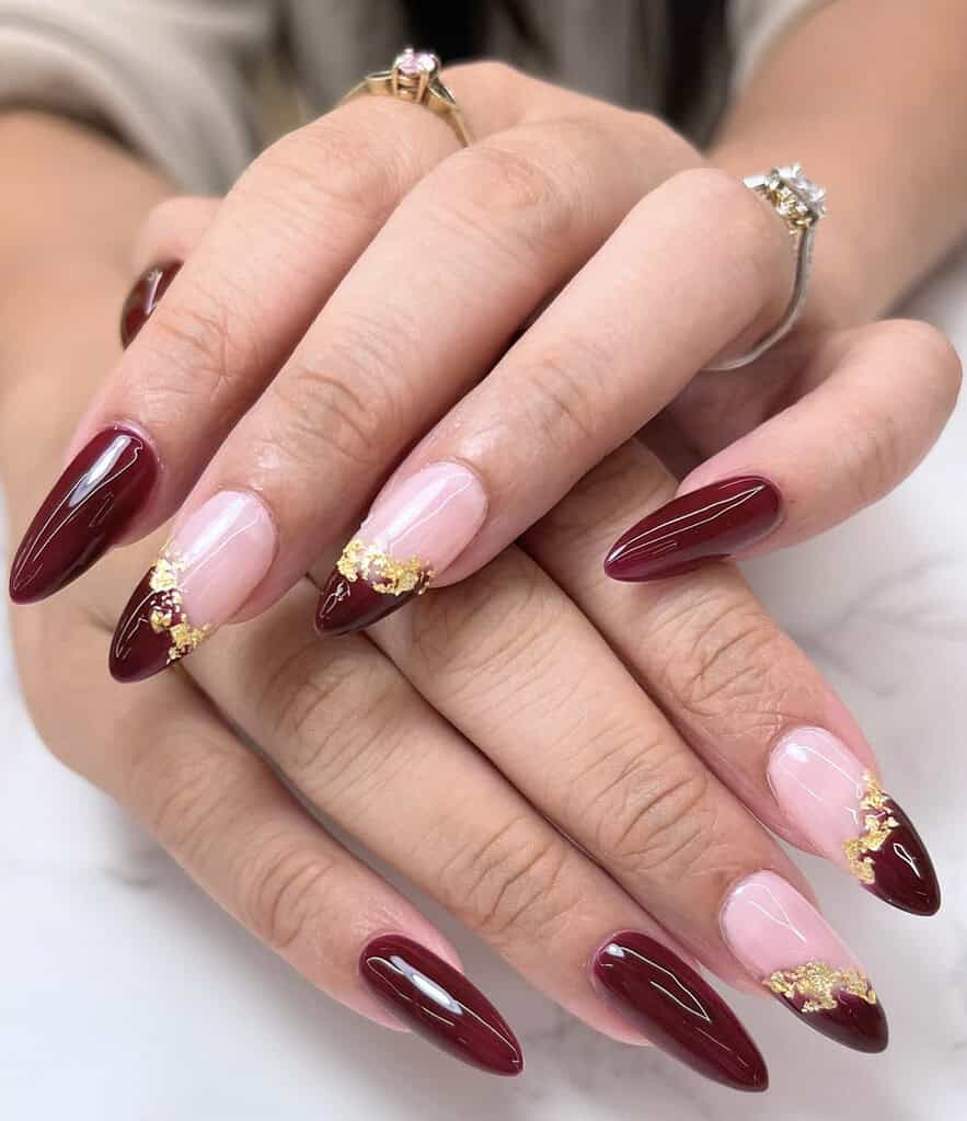 Gold Foil Wine Nails